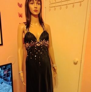Frederick's of Hollywood Dress Beaded Gold & Silver Sequins w Bra Support